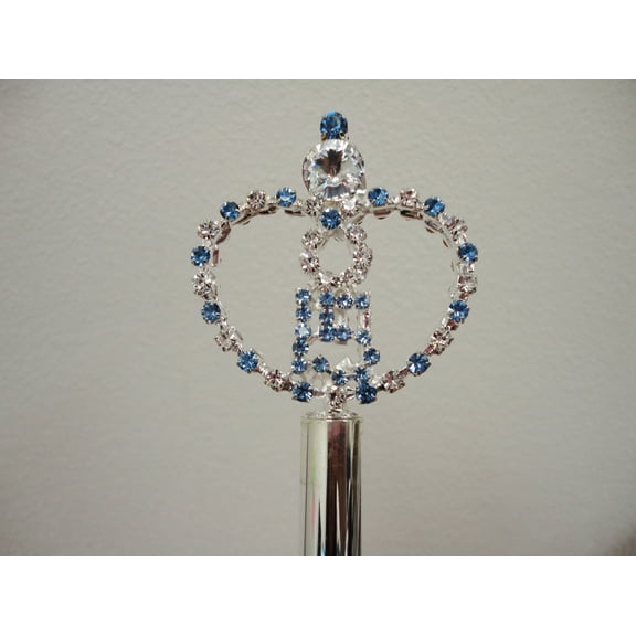 Charmed Princess/Queen 18" Heart Scepter. Beautiful Heart with Rhinestone #15 Inside; Blue