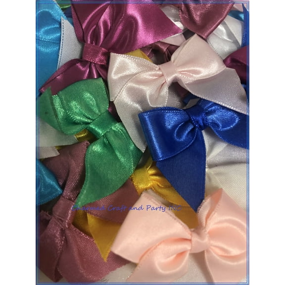 Charmed Satin Ribbon Bow Flower 1 3/4" X 2" Applique Sewing Bow Craft Mix Color; 50 Pieces