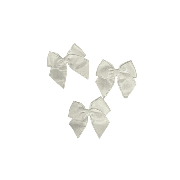 Charmed Satin Ribbon Bow Flower 1 3/4" X 2" Applique Sewing Bow Craft White Color; 50 Pieces