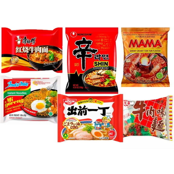 Charmed Selected Best of Asia Instant Noodle Ramen Mix of 6
