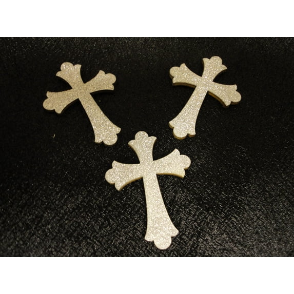 Charmed Silver Wooden Cross Ornaments for holy communion/baptism; 20 Pieces