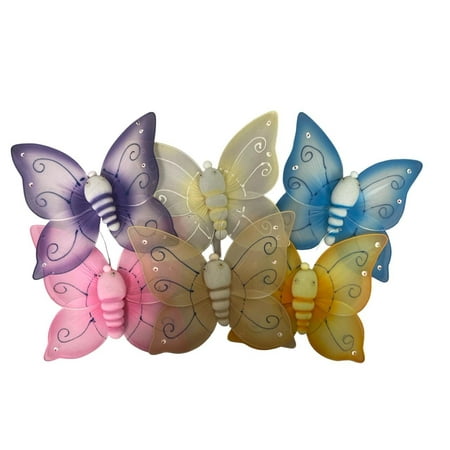 Charmed Wired 3-D Nylon Mesh Butterfly DIY Crafts Home Decor Mix 6 Counts 7"