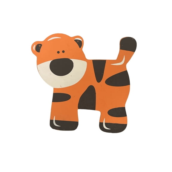 Charmed Wooden Animal Ornaments Tiger for Safari / Jungle Themed, Baby Room Decor, 5 Pieces