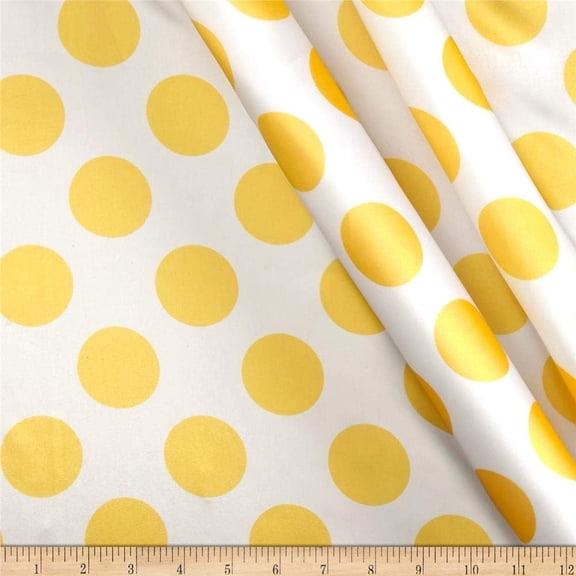 Charmeuse Large Polka Dots White/Yellow, Fabric by the Yard