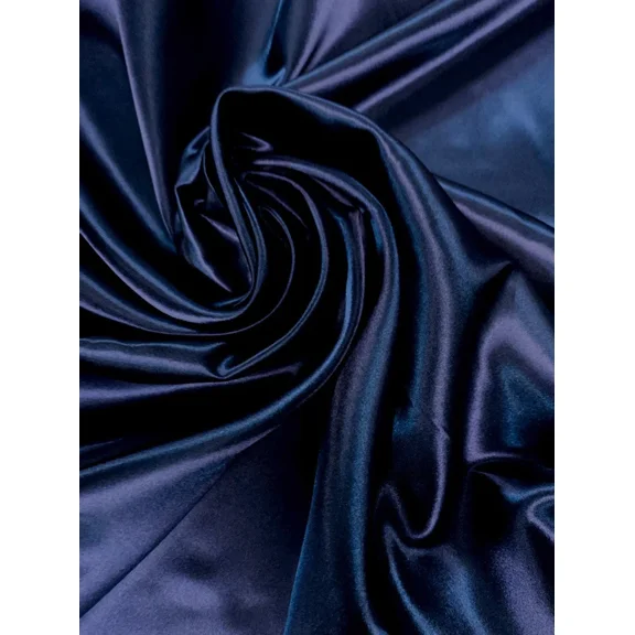 Navy Charmeuse Satin Fabric, 60 Inch Wide, 100% Polyester, Sold by the Yard