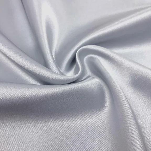 Charmeuse Satin Fabric Stretch | 58" Wide | Silky, Bridal Fabric By Yard Silver