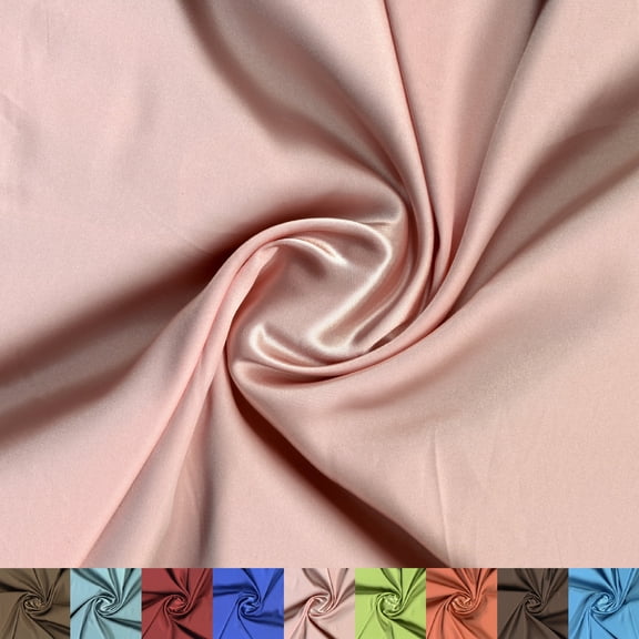 LitLook Charmeuse Satin Fabric by the Yard - 60" Wide Smooth and Silky Charmeuse Fabric for Bridal Wear, Gowns - 100% Polyester - Pink