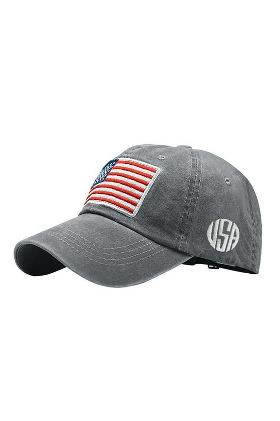Baseball Cap Clearance, Adult Classic American Flag Washed Old Letter American Sunshade Baseball Trucker Hat, Top Hats for Women Grey