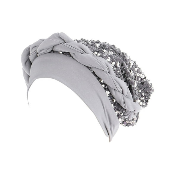 Charmgo Baseball Cap Clearance, Chemo Cancer Head Hat Cap Ethnic Bohemian Pre-Tied Twisted Braid Hair Cover Wrap Turban Headwear Trucker Hat, Top Hats for Women Grey