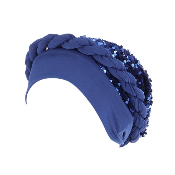 Charmgo Bonnet Clearance, Chemo Headwear Ethnic Boho Pre-Tied Twisted Braid Hair Cover Wrap Turban Headwear Baseball Cap, Trucker Hat for Women Blue One Size
