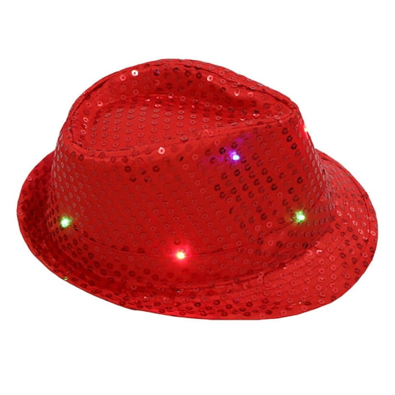 Charmgo Baseball Cap Clearance, Flashing Light Up Led Colorful Sequin Unisex Fancy Dress Dance Party Hat Trucker Hat, Top Hats for Women Red