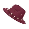 thumbnail image 1 of Charmgo Baseball Cap Clearance, Ladies Fashion Fedora Hat Panama Hat with Handmade Pearls Trucker Hat, Top Hats for Women Wine, 1 of 9