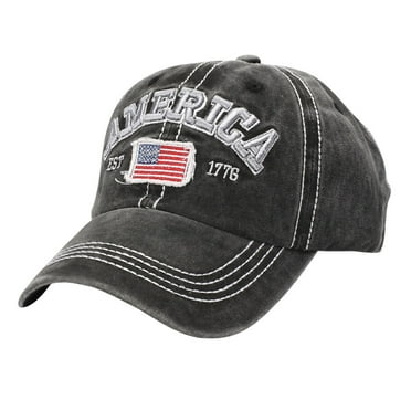 Charmgo Baseball Cap Clearance, Men's and Women's Baseball Caps with American Flag Washed and Worn Holes Adjustable Sports Sun Hats Trucker Hat, Top Hats for Women Black