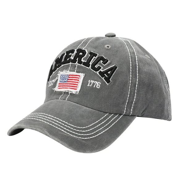 Charmgo Baseball Cap Clearance, Men's and Women's Baseball Caps with American Flag Washed and Worn Holes Adjustable Sports Sun Hats Trucker Hat, Top Hats for Women Grey