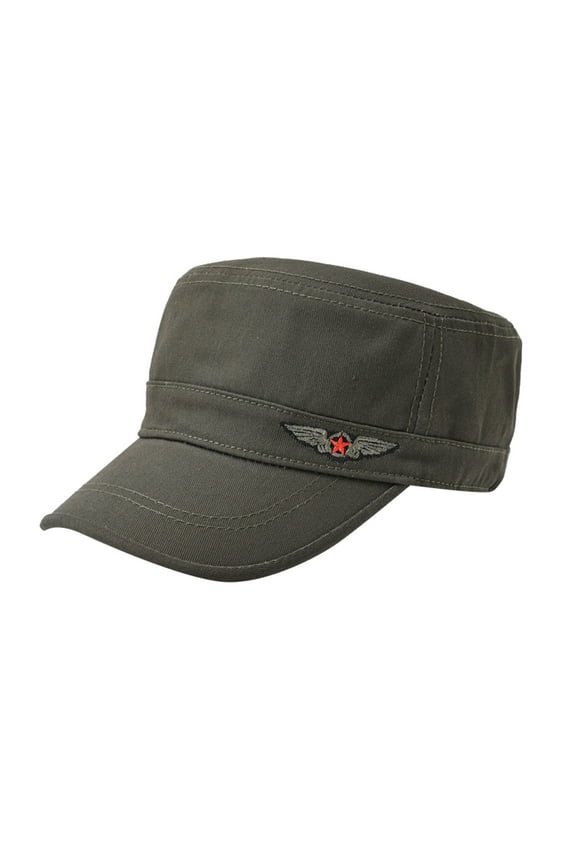 Baseball Cap Clearance, Mens Fashion Casual Embroidery Cotton Flat Top Sunshade Washing Hat Hiking Hat Hat Trucker Hat, Top Hats for Women Army Green