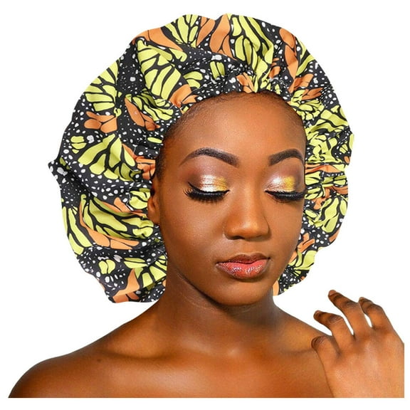 Charmgo Baseball Cap Clearance, Satin Lined Bonnet Women Big Size Beauty Print Satin Silk Bonnet Sleep Cap Trucker Hat, Top Hats for Women Black