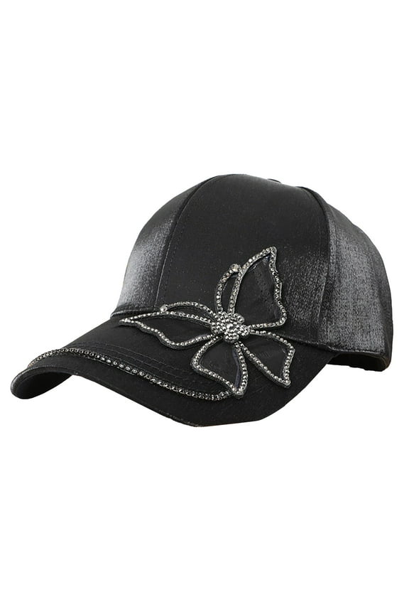Baseball Cap Clearance, Spring and Summer New Baseball Cap Women's Rhinestone Mercerized Cotton Butterfly Sunshade Hat Outdoor Sunscreen Casual Hat Trucker Hat, Top Hats for Women Black