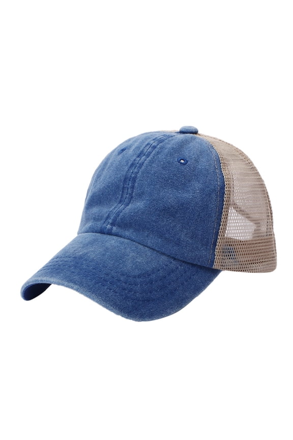 Baseball Cap Clearance, Unisex Outdoor Cotton High Quality Embroidered Mesh Baseball Caps Adjustable Trucker Hat, Top Hats for Women Blue