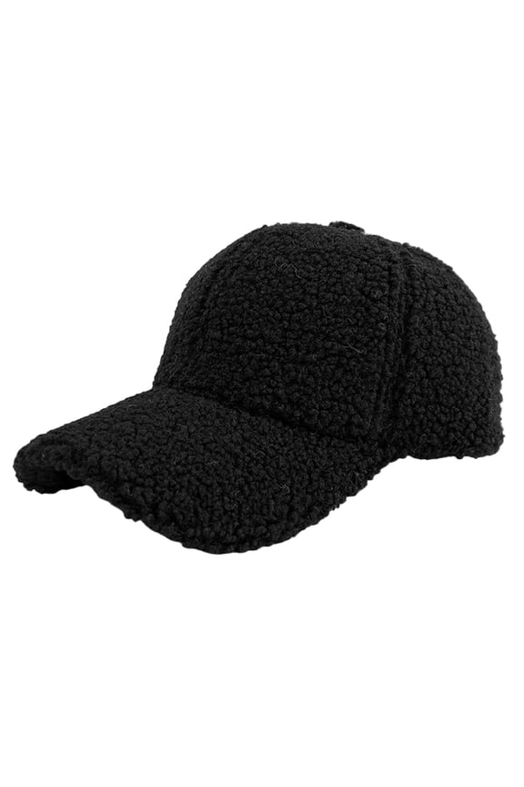 Baseball Cap Clearance, Winter Faux Lamb Wool Baseball Cap for Men Women Teddy Fleece Sports Hats Warm Winter Outdoor Travel Gift Trucker Hat, Top Hats for Women Black