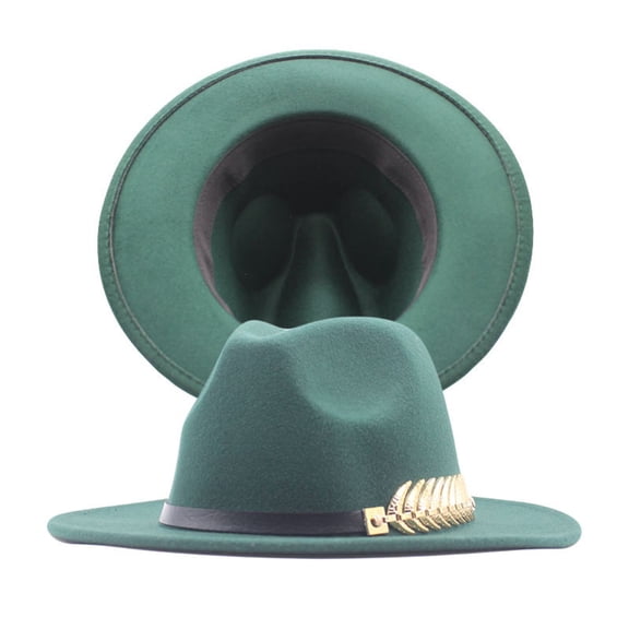 Charmgo Baseball Cap Clearance, Womens Classic Wide Floppy Panama Hat Belt Buckle Wool Fedora Hat Trucker Hats Women, Hats for Men Green One size