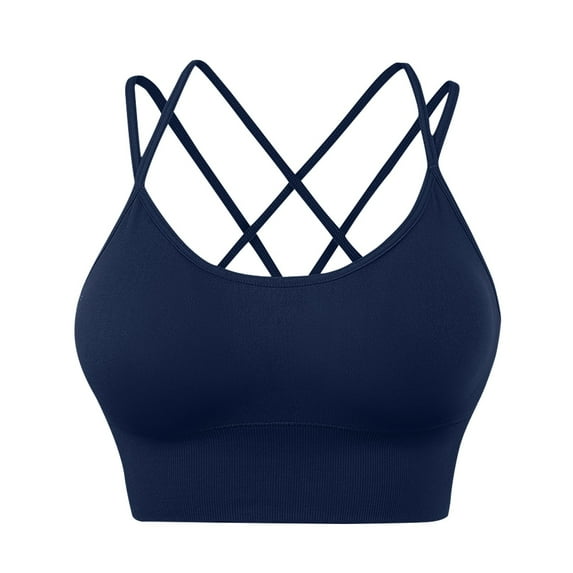 Charmgo Bralettes for Women Clearance, Womens Cross Back Sport Bras Padded Strappy Criss Cross Cropped Bras for Yoga Workout Fitness Bras Sports Bras for Women Bras for Women Navy