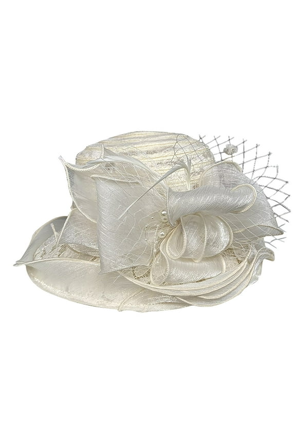 Bucket Hats Clearance, Church Dress Hat for Women Black Fascinators Bridal Tea Party Wedding Hat Wide Brim Sun Hats for Women, Beach Hats for Women Beige A