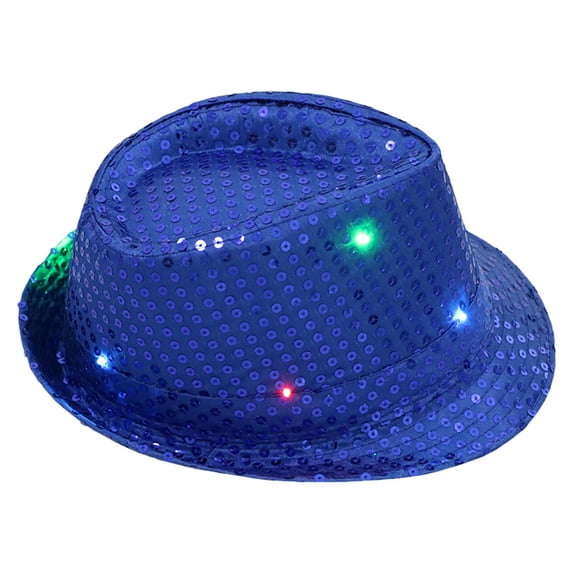 Charmgo Bucket Hats Clearance, Led Sequin Glow Jazz Hat Performance Props Flash Cowboy Hat Sun Hats for Women, Beach Hats for Women Blue One Size