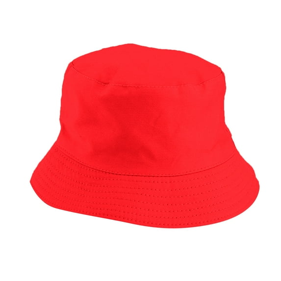 Charmgo Bucket Hats Clearance, Unisex Double Side Wear Reversible Bucket Hat Trendy Cotton Twill Canvas Sun Fishing Hat Fashion Cap Sun Hats for Women, Beach Hats for Women Red One Size