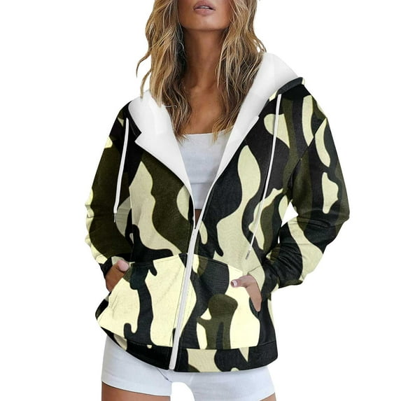 Charmgo Camo Jacket for Women, Women Autumn and Winter Casual Loose Stylish Coat Bomber Jacket Women, Jackets for Women Rose Gold S