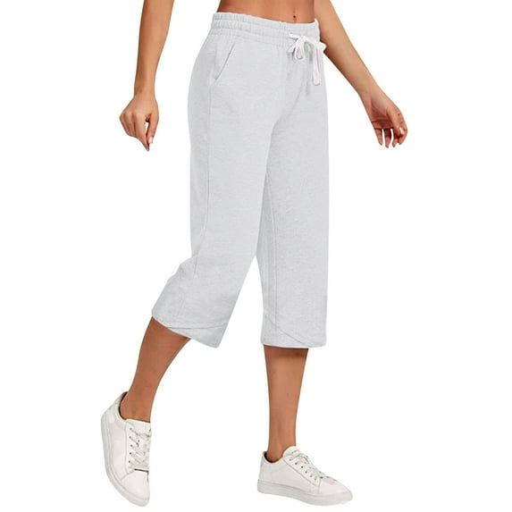 Charmgo Capri Pants for Women, Women's Autumn and Winter Casual Linen Pants Home Suit Can Be Worn Outside Scrub Pants Wide Leg Pants for Women Trendy White XXXL
