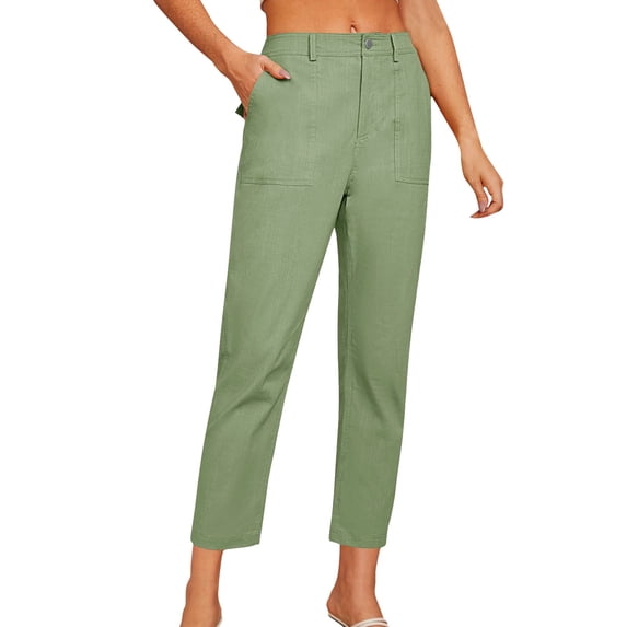 Charmgo Capri Pants for Women, Women's Four Seasons Everyday Casual Comfort Cargo Pants Wide Leg Pants for Women Trendy Green S