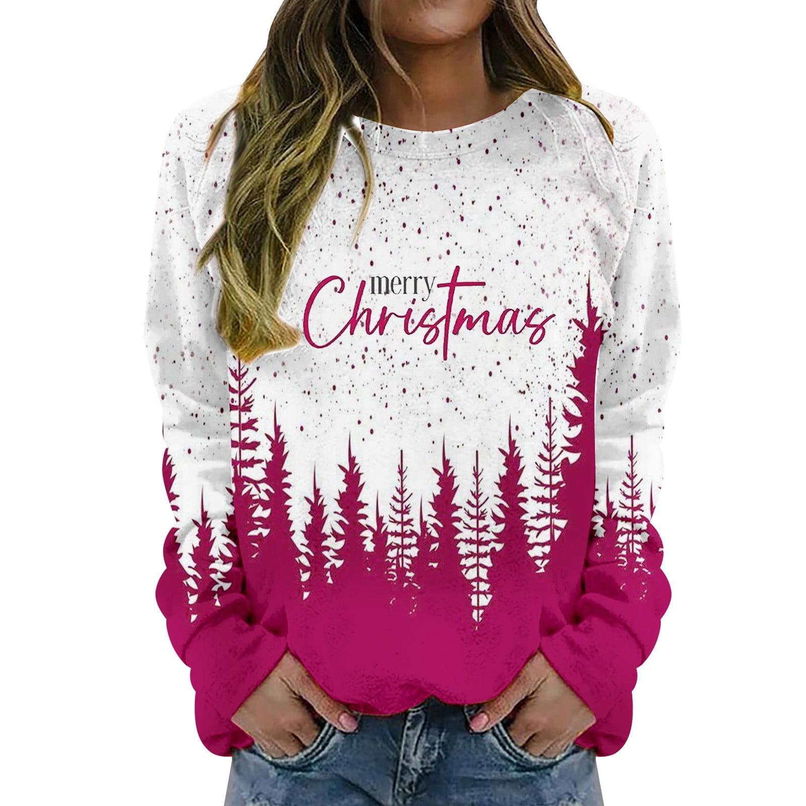 LETSEE Christmas Sweatshirt For Women - Merry And Bright Oversized Fleece Pullover, Holiday Top