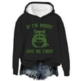thumbnail image 1 of Charmgo Clearance Graphic Hoodies, If I'Mmoody Give Me Foody Women's Fashion Casual Letter Raccoon Print Long Sleeve Hooded Sweatshirt Oversized Sweatshirt for Women, Black Hoodies for Women M, 1 of 2