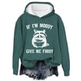 thumbnail image 1 of Charmgo Clearance Graphic Hoodies, If I'Mmoody Give Me Foody Women's Fashion Casual Letter Raccoon Print Long Sleeve Hooded Sweatshirt Oversized Sweatshirt for Women, Army Green Hoodies for Women L, 1 of 2