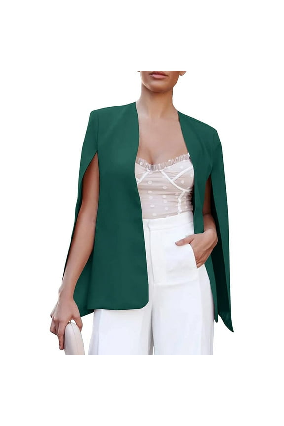 Clearance Green Blazer Women, Women Loose Cloak Coat Cape Cardigan Jacket Trench Outwear Womens Blazers for Work Casual, Blazers for Women M