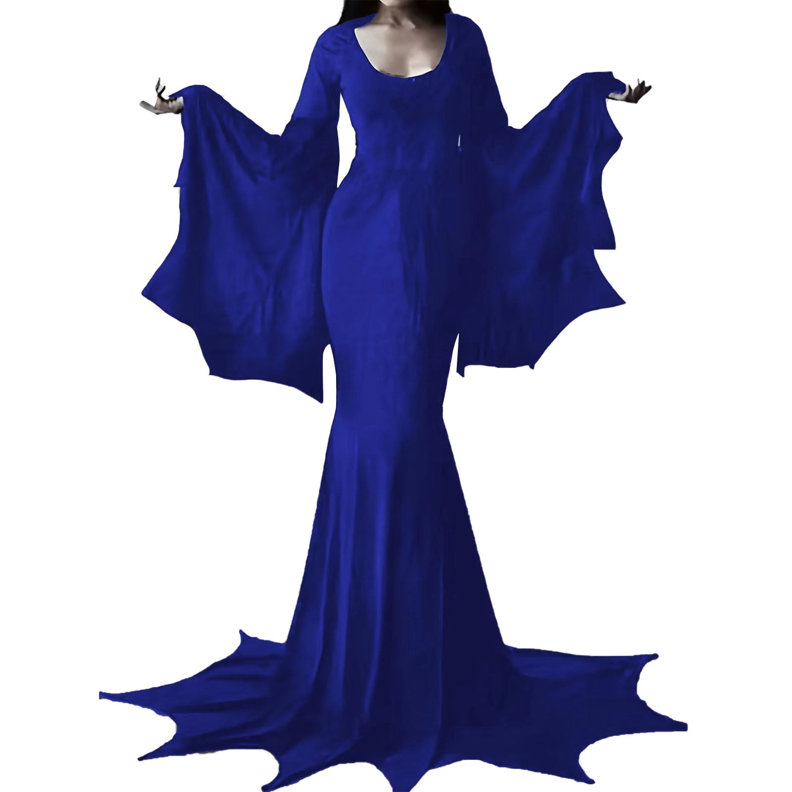 Wednesday Addams Family Dress AOBUTE Women's Morticia Addams Halloween  Costume Dress - Black V-Neck Bodycon Maxi With Jagged Sleeves Morticia  Costume