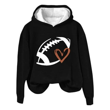 Charmgo Clearance Womens Hoodies, Women Funny Football Sweatshirts Game Day Hoodies Long Sleeve Game Day Sweatshirt Women, Black Hoodies for Women L