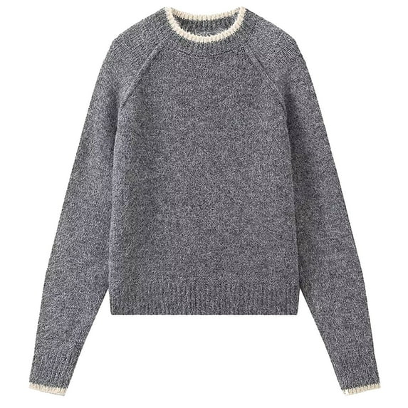 Charmgo Clearance Womens Sweaters, Womens Wintert Long Sleeve Knit Sweater Casual Pullover Sweater Top Warm Sweater for Women Grey S