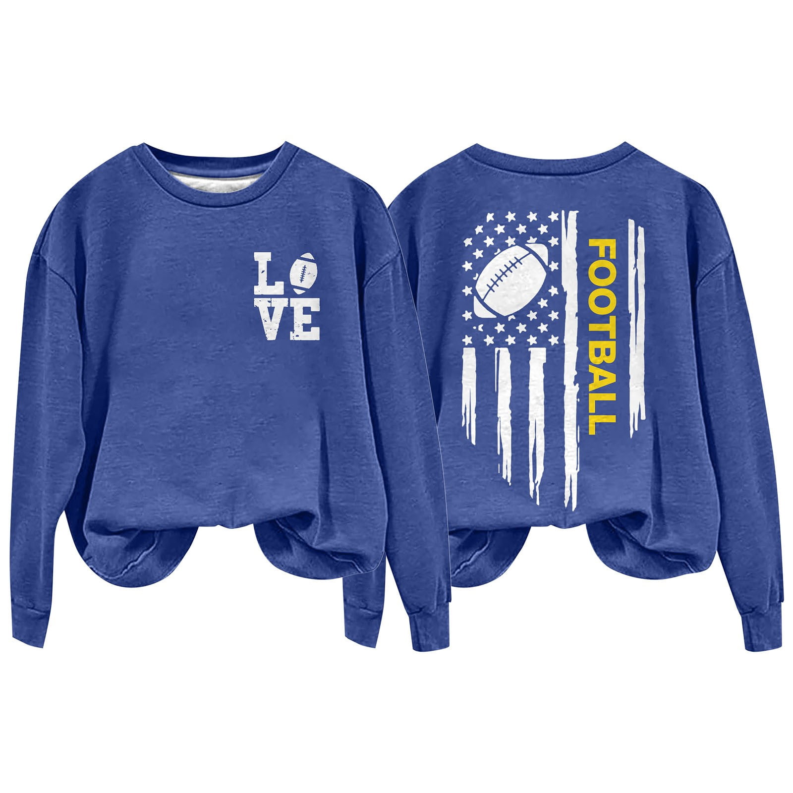 American Football Rugby Ball Print Pattern Women Off Shoulder Sweatshirt