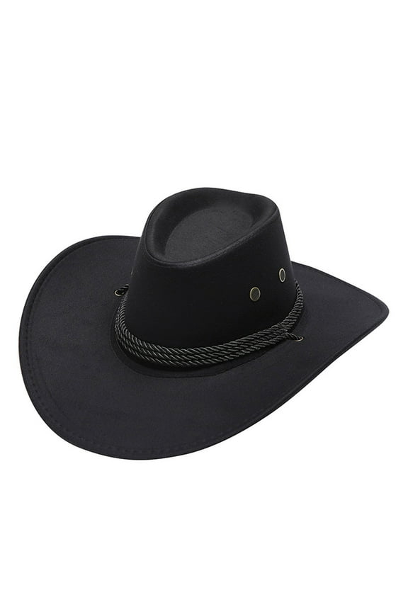 Cowboy Hat Clearance, Adult Casual Solid Summer Fashion Cowboy Sun Hat Wide Brim Hats Sun Cap Sun Hats for Women, Cowgirl Hat Black One size