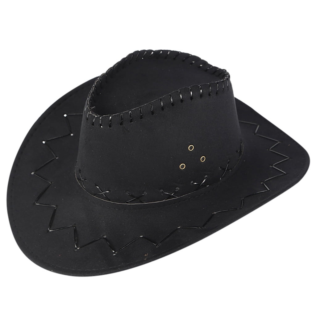 Charmgo Cowboy Hat Clearance, Unisex Adult West Cowboy Hat Mongolian Hat Grassland Sunshade Cap Sun Hats for Women, Cowgirl Hat Black One size