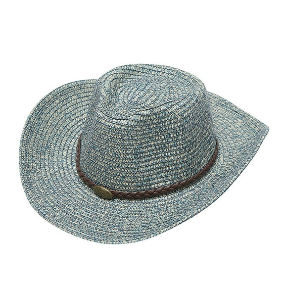 Charmgo Cowgirl Hat Clearance, Adult Casual Solid Summer Western Fashion Cowboy Sun Hat Wide Brim Travel Sun Cap Cowboy Hats for Women Cowboy Hat Men, Hats for Men Navy