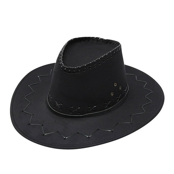 Charmgo Cowboy Hat Clearance, Adult Casual Solid Stitch Summer Fashion Cowboy Sun Hat Wide Brim Hats Sun Cap Sun Hats for Women, Cowgirl Hat Black One size