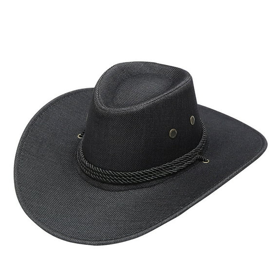 Charmgo Cowboy Hat Clearance, Unisex Adult Solid Casual Summer Western Fashion Wide Brim Cowboy Hat Travel Sun Cap Cowgirl Hat, Sun Hats for Women Black One Size