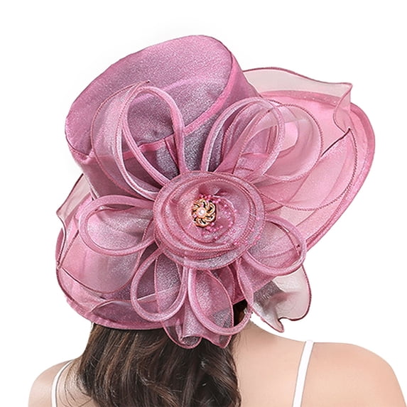 Charmgo Fascinators Hats for Women, Women's Floral Mesh Hat Sunshade Beach Hat Sun Block Hat Sun Hats for Women, Kentucky Derby Hats for Women Watermelon Red One Size