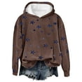 thumbnail image 1 of Charmgo Graphic Hoodies Under $15, Women's Casual Full Stars Print Hooded Sweatshirt Y2k Round Neck Long Sleeve Sweatshirt Winter Clothes for Women, Brown Hoodies for Women L, 1 of 5