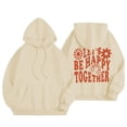 thumbnail image 1 of Charmgo Graphic Hoodies Under $15, Women's Fashion Casual Letter Floral Print Long Sleeve Hooded Sweatshirt with Drawstring Pockets Winter Clothes for Women, Beige Hoodies for Women XXL, 1 of 6