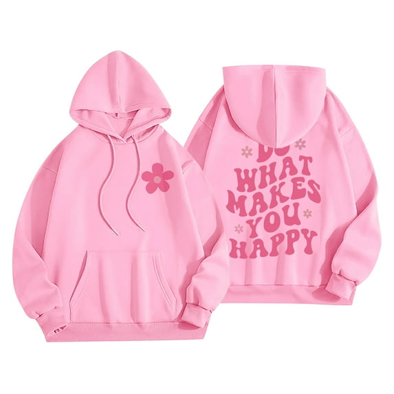 Charmgo Graphic Hoodies Clearance, Women Fashion Hooded Sweatshirts Flower Print Hoodies Sweater Y2k Tops Streetwear Winter Clothes for Women, Pink Hoodies for Women XXXXL