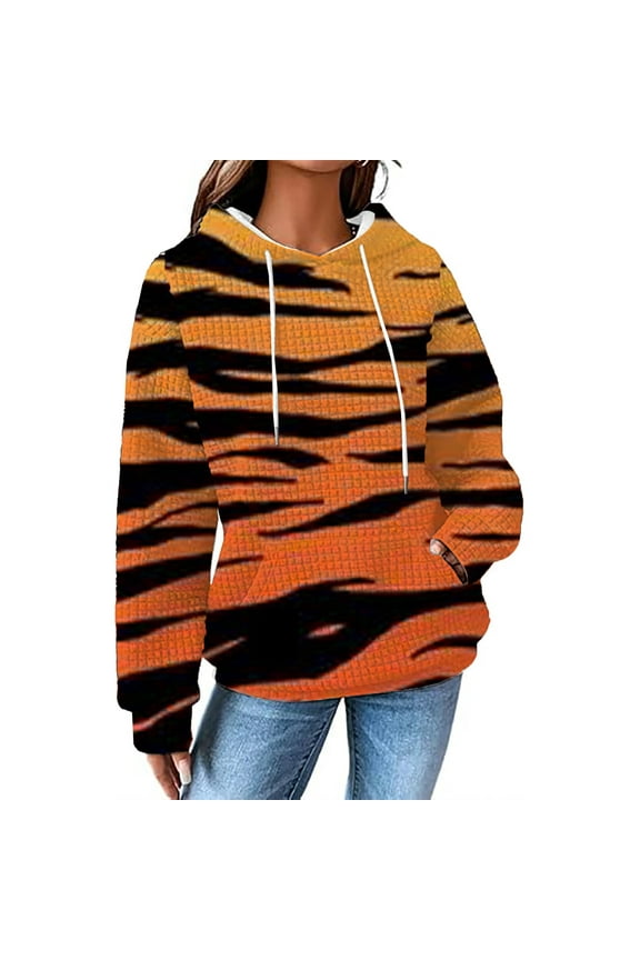 Graphic Hoodies for Women, Womens Teen Girl Clothes Tropical Animal Tiger Print Sweaters Jumper Pullover Hoodie Hooded Sweatshirt Womens, Fall Clothes for Women 2024 L