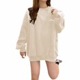 thumbnail image 1 of Charmgo Graphic Sweatshirts Under $15, Women's Fall Fashion Letter Print Plus Size Long Sleeve Sweatshirts Crewneck Sweatshirts Women, Beige Sweatshirt for Women M, 1 of 4